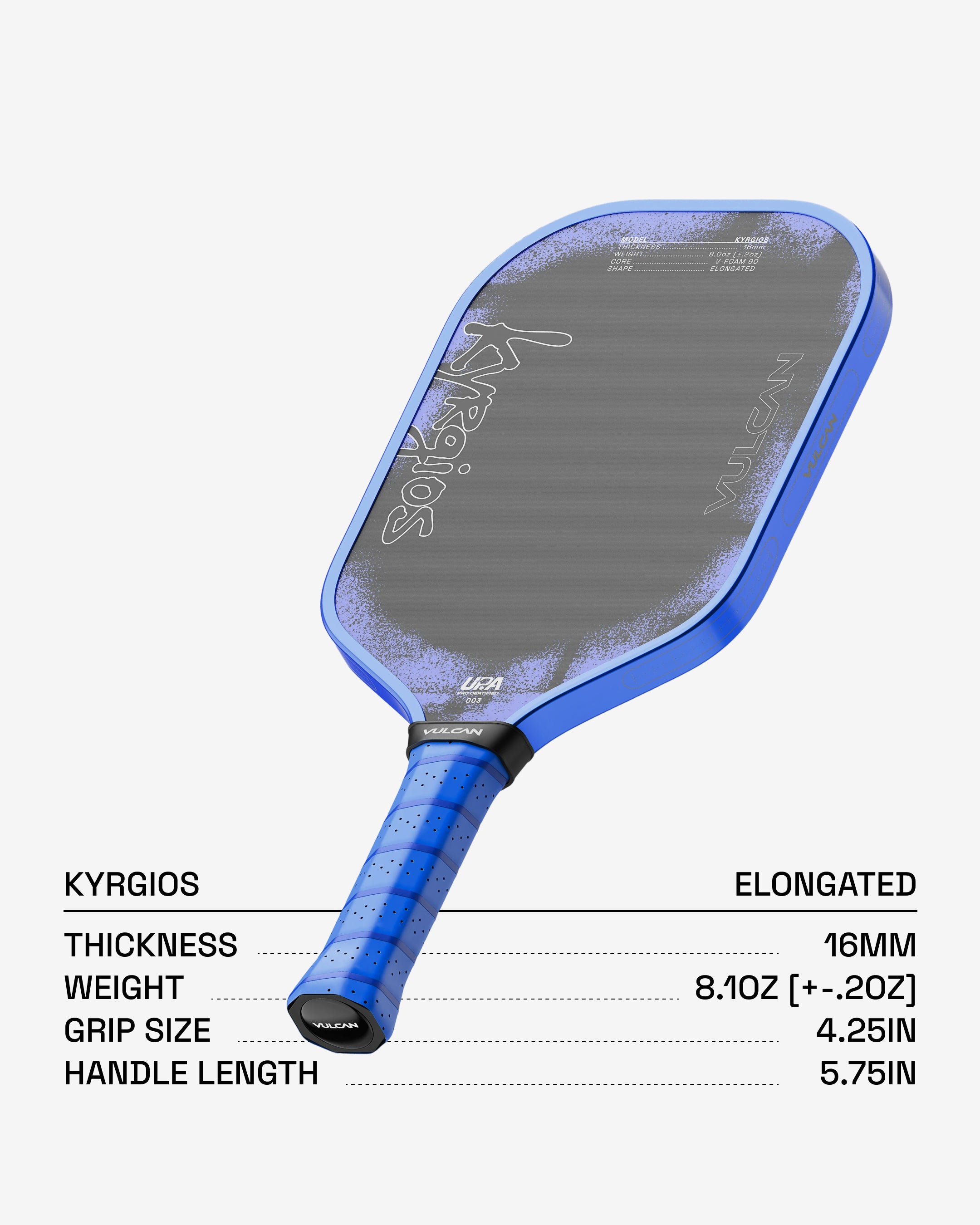 Vulcan Chapter 01 Kyrgios - Elongated 16mm – Vulcan Pickleball