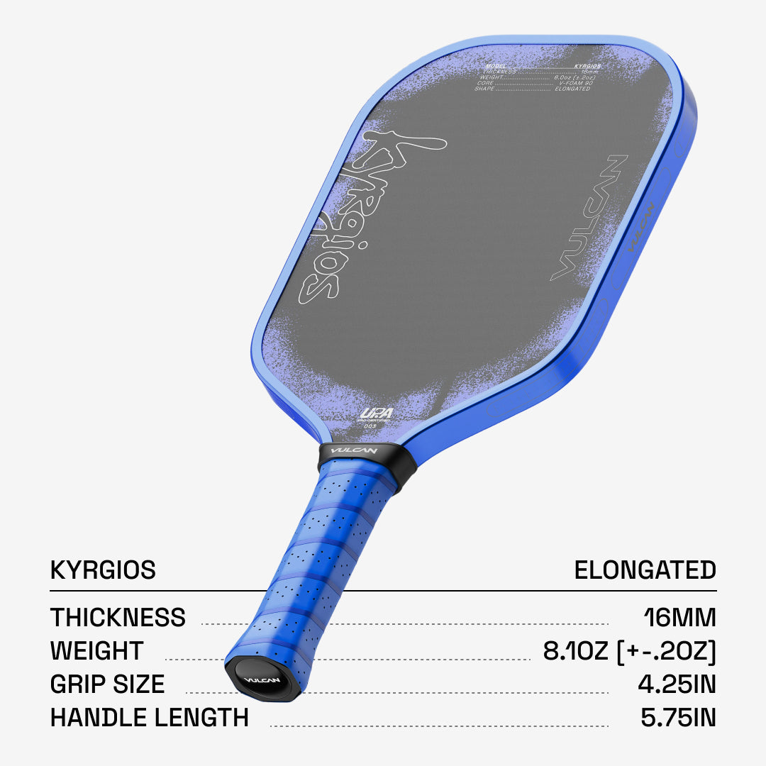 Vulcan Chapter 01 Kyrgios - Elongated 16mm – Vulcan Pickleball Vulcan Chapter 01 Kyrgios - Elongated 16mm – Vulcan Pickleball